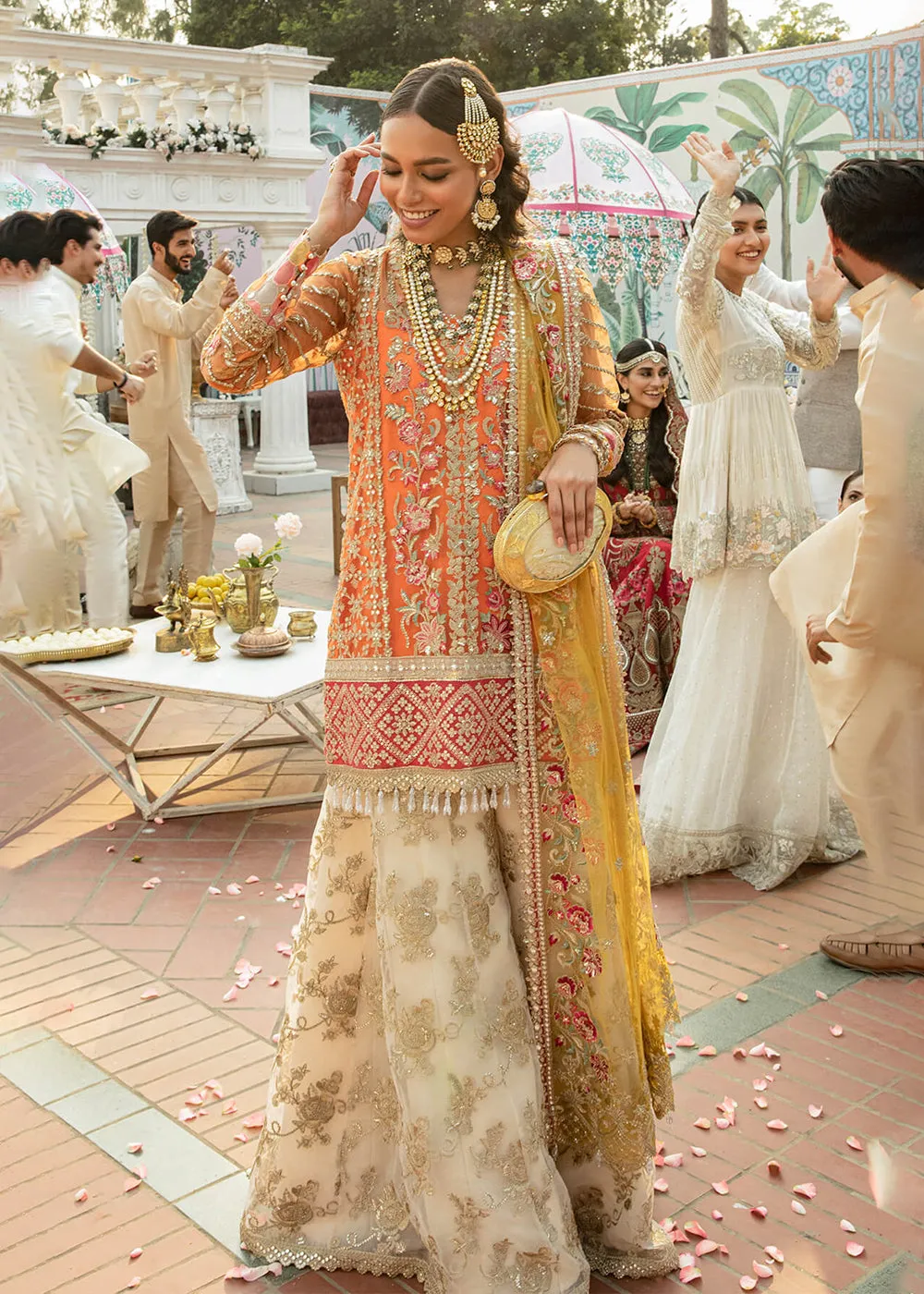 Orange Pakistani Sharara Suit | Imrozia Serene Mehram Brides '23 | SB-12 - QURBAT