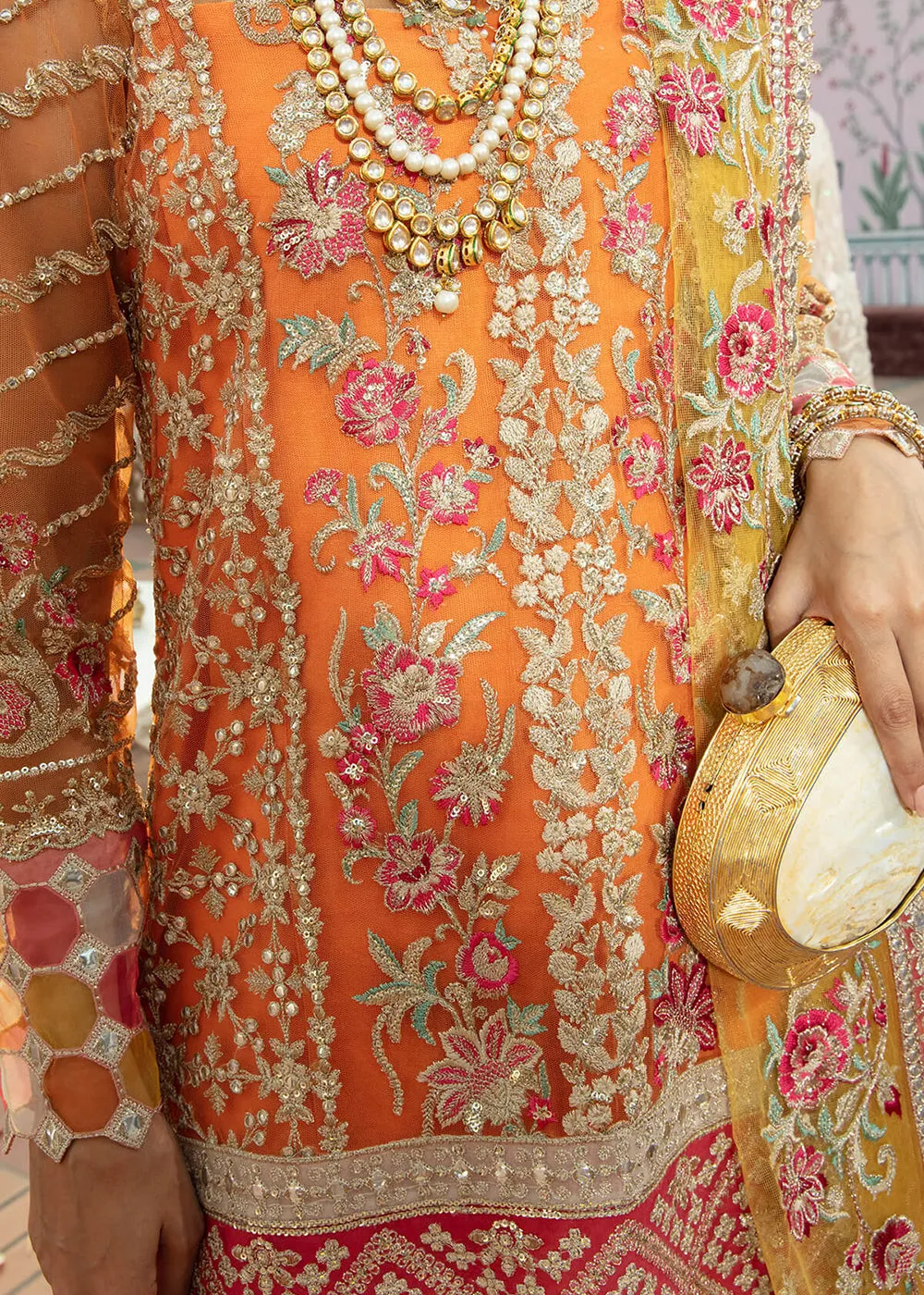 Orange Pakistani Sharara Suit | Imrozia Serene Mehram Brides '23 | SB-12 - QURBAT