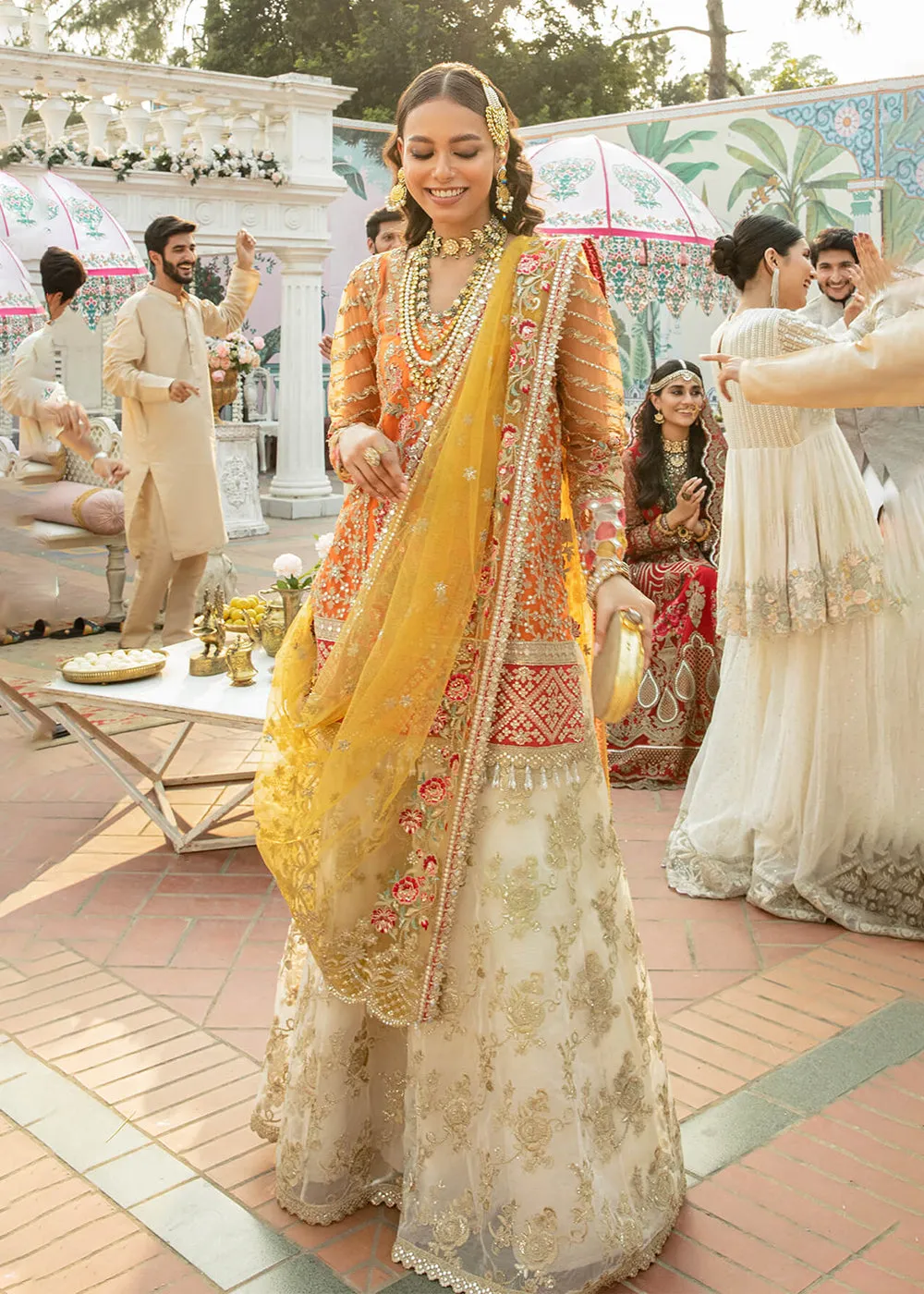 Orange Pakistani Sharara Suit | Imrozia Serene Mehram Brides '23 | SB-12 - QURBAT