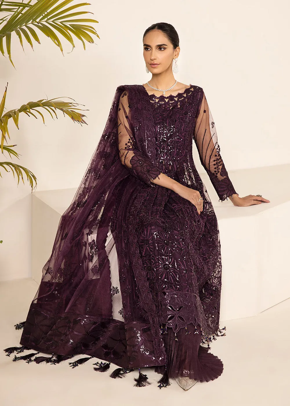 Plum Formal Suit - Alizeh - Lamhay Formals '23 -  V15D08 - Maya