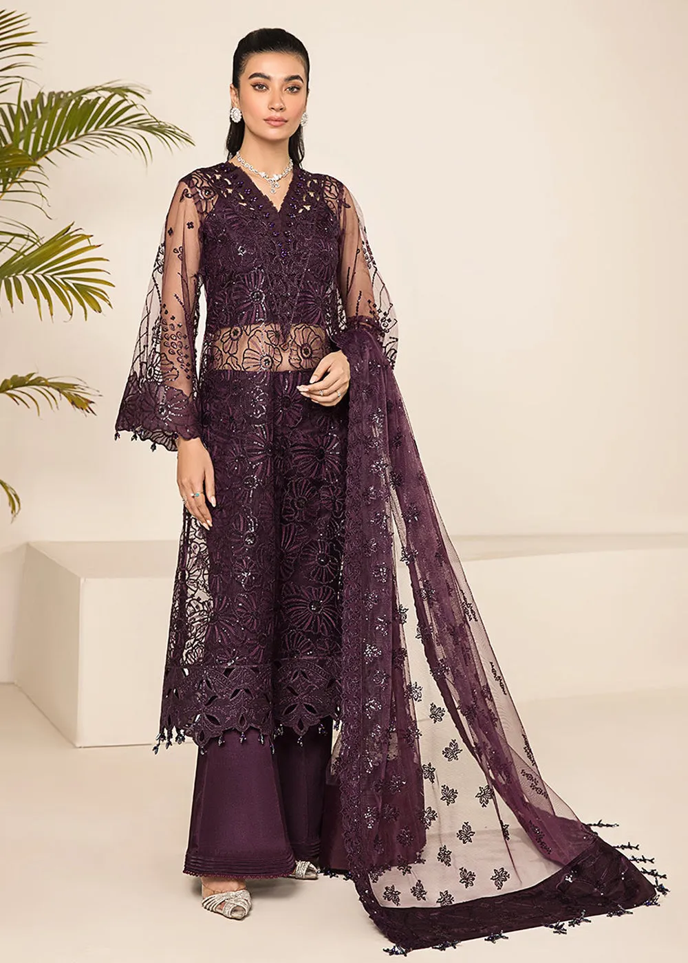 Plum Formal Suit - Alizeh - Lamhay Formals '23 -  V15D08 - Maya