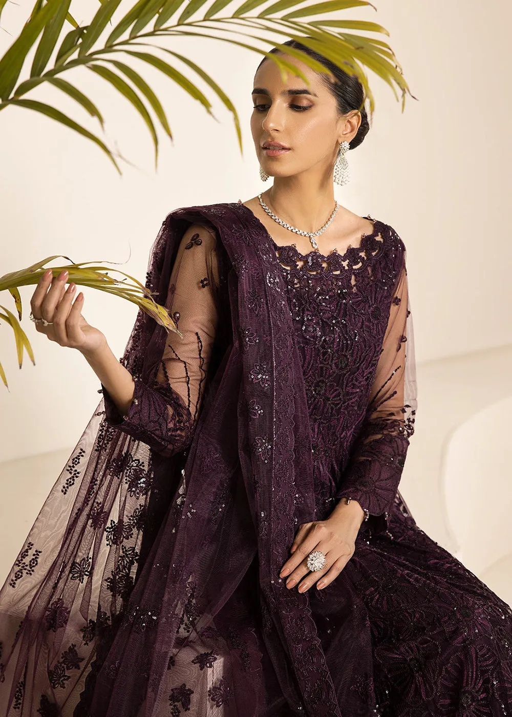 Plum Formal Suit - Alizeh - Lamhay Formals '23 -  V15D08 - Maya