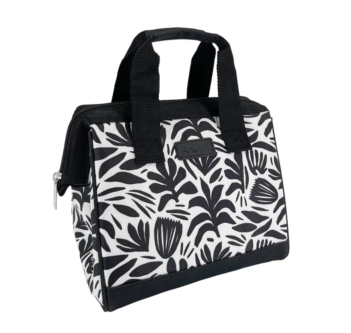 Sachi Triangular Insulated Lunch Bag - Monochrome Blooms