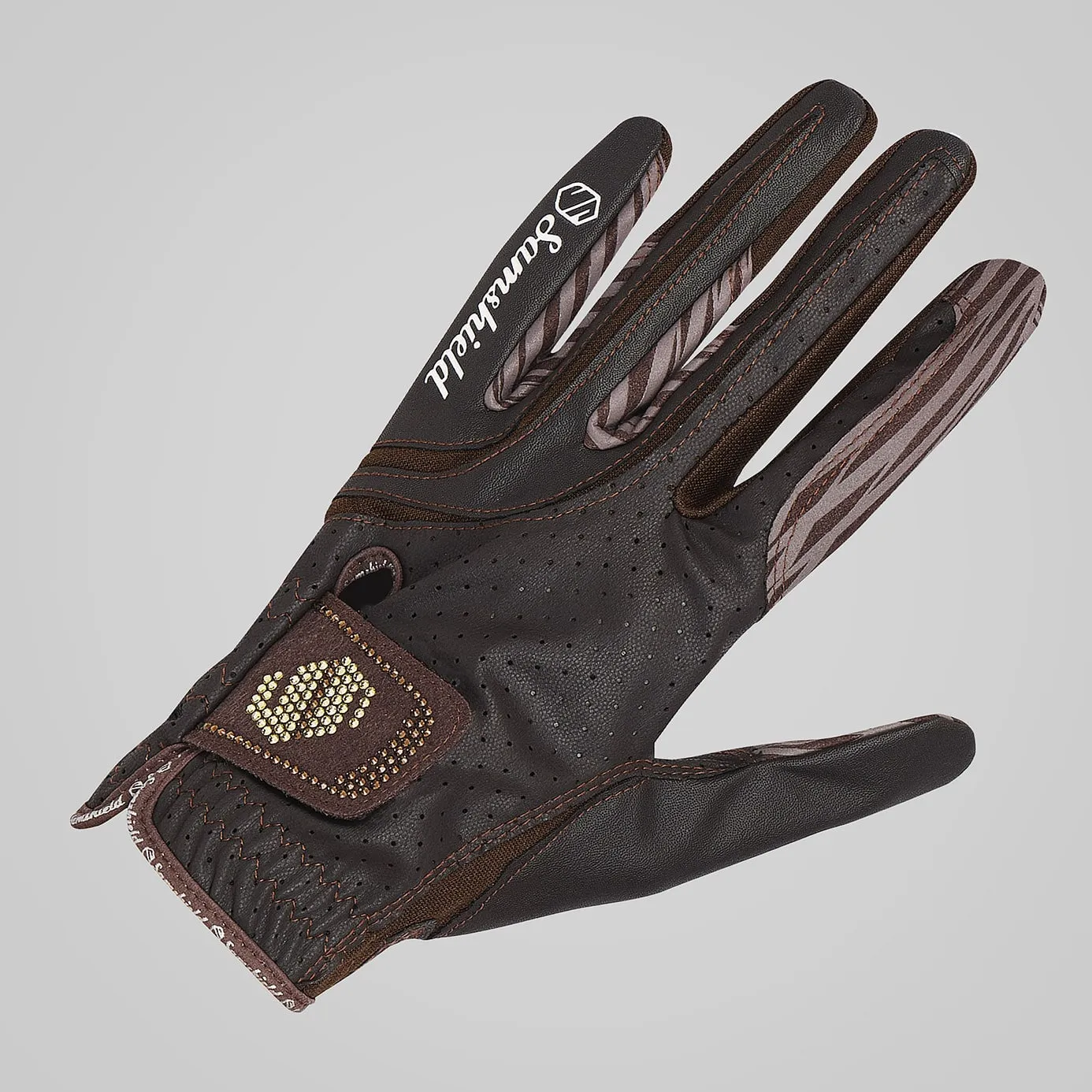 Samshield V-Skin Swarovski Crystal Riding Gloves - Brown/Champagne and Topaz