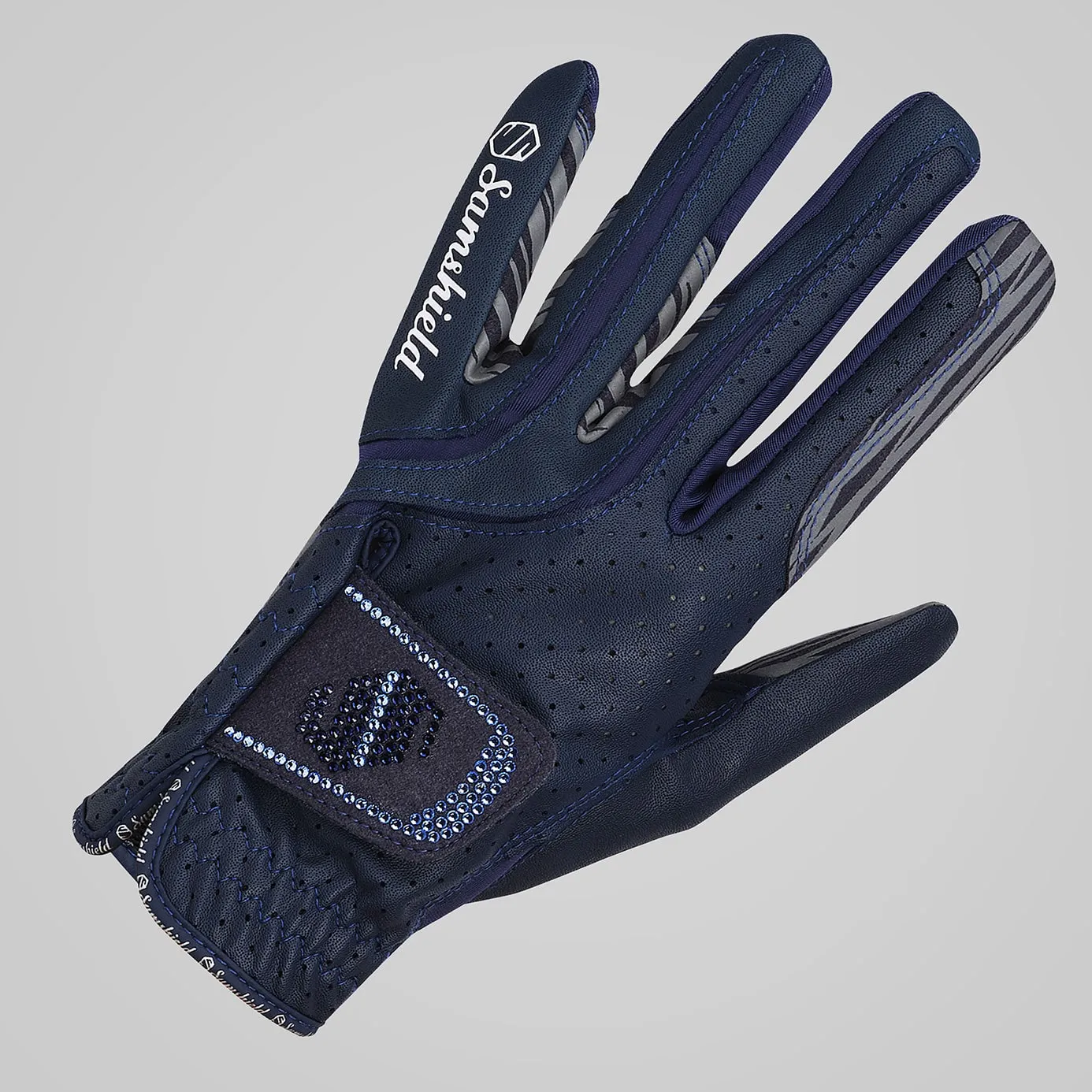 Samshield V-Skin Swarovski Crystal Riding Gloves - Navy/Light Blue