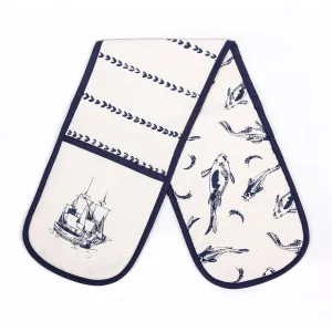 Ship and koi fish double oven glove - screen printed