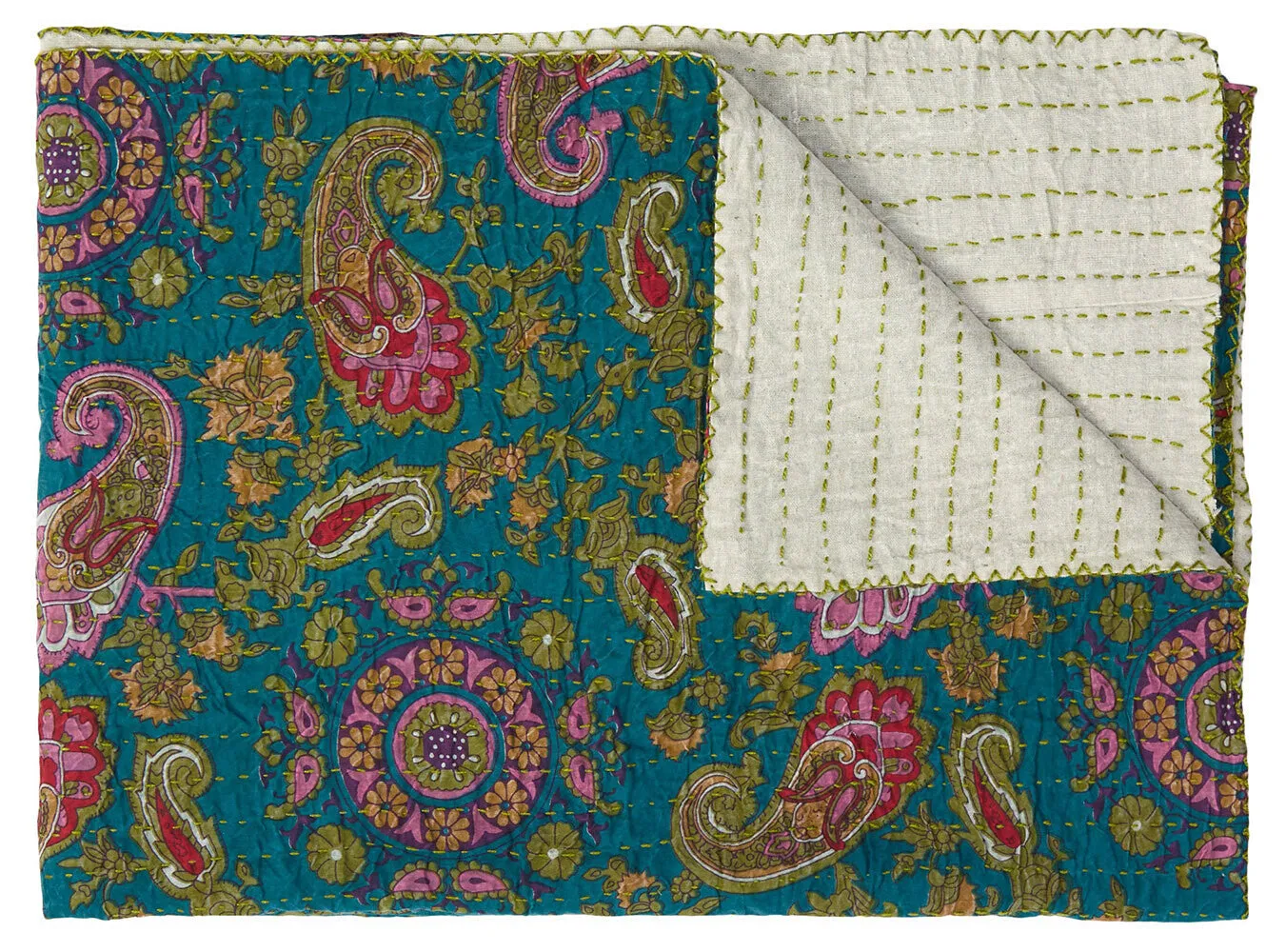 Taj Hotel Home Decor Kantha Cotton Throw | 50"x70" | 10