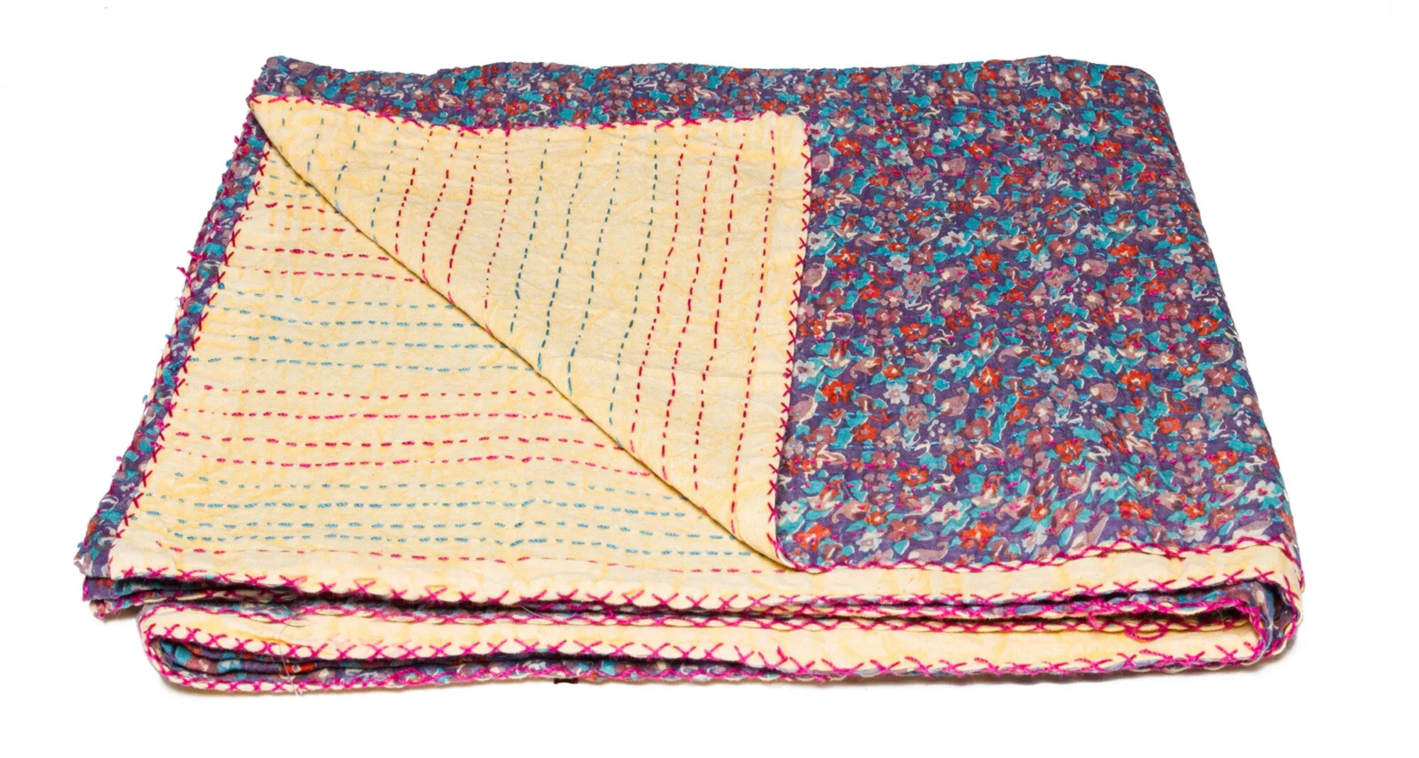 Taj Hotel Home Decor Kantha Cotton Throw | 50"x70" | 10