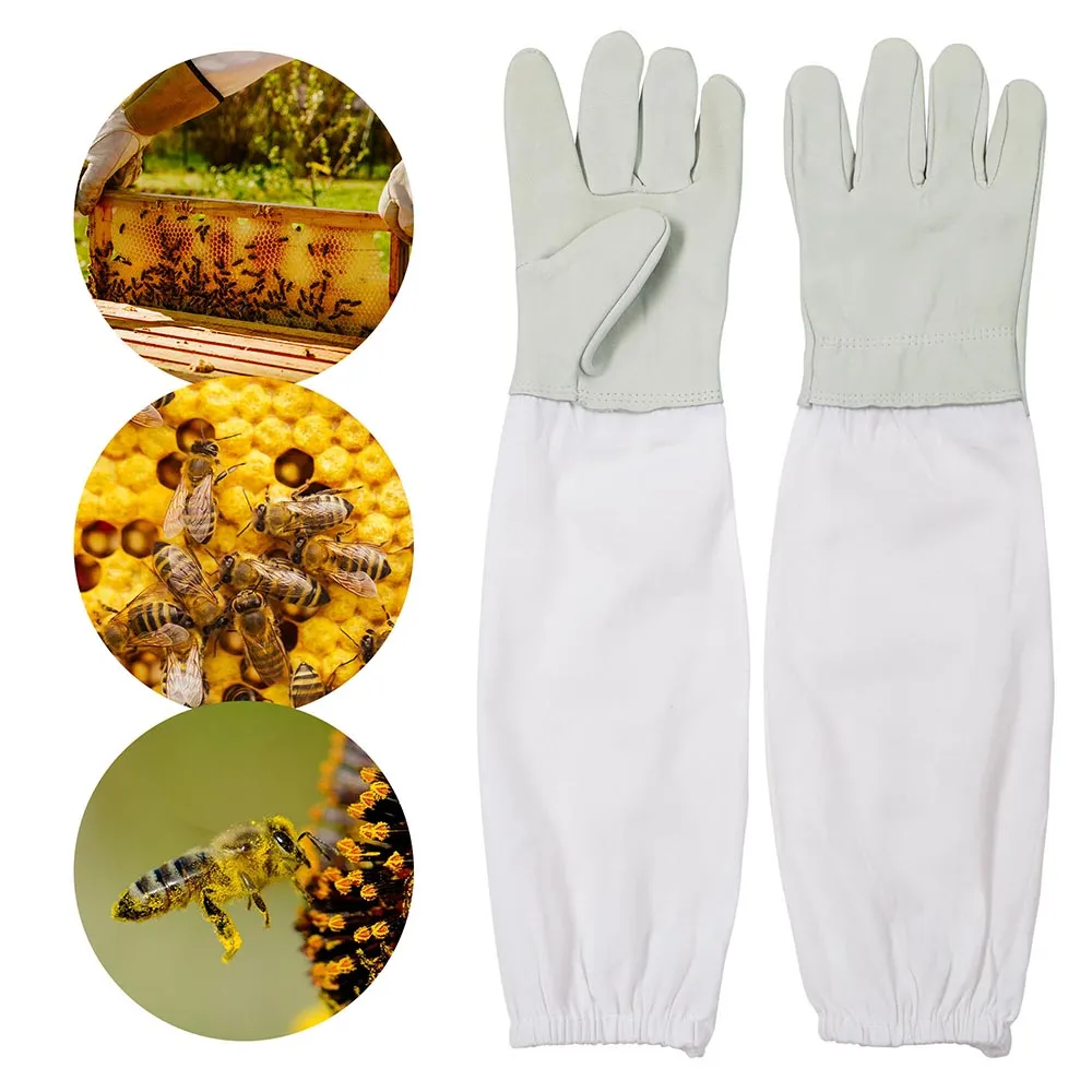 TheLAShop XL Beekeeping Goatskin Protective Gloves Pair Long Sleeves