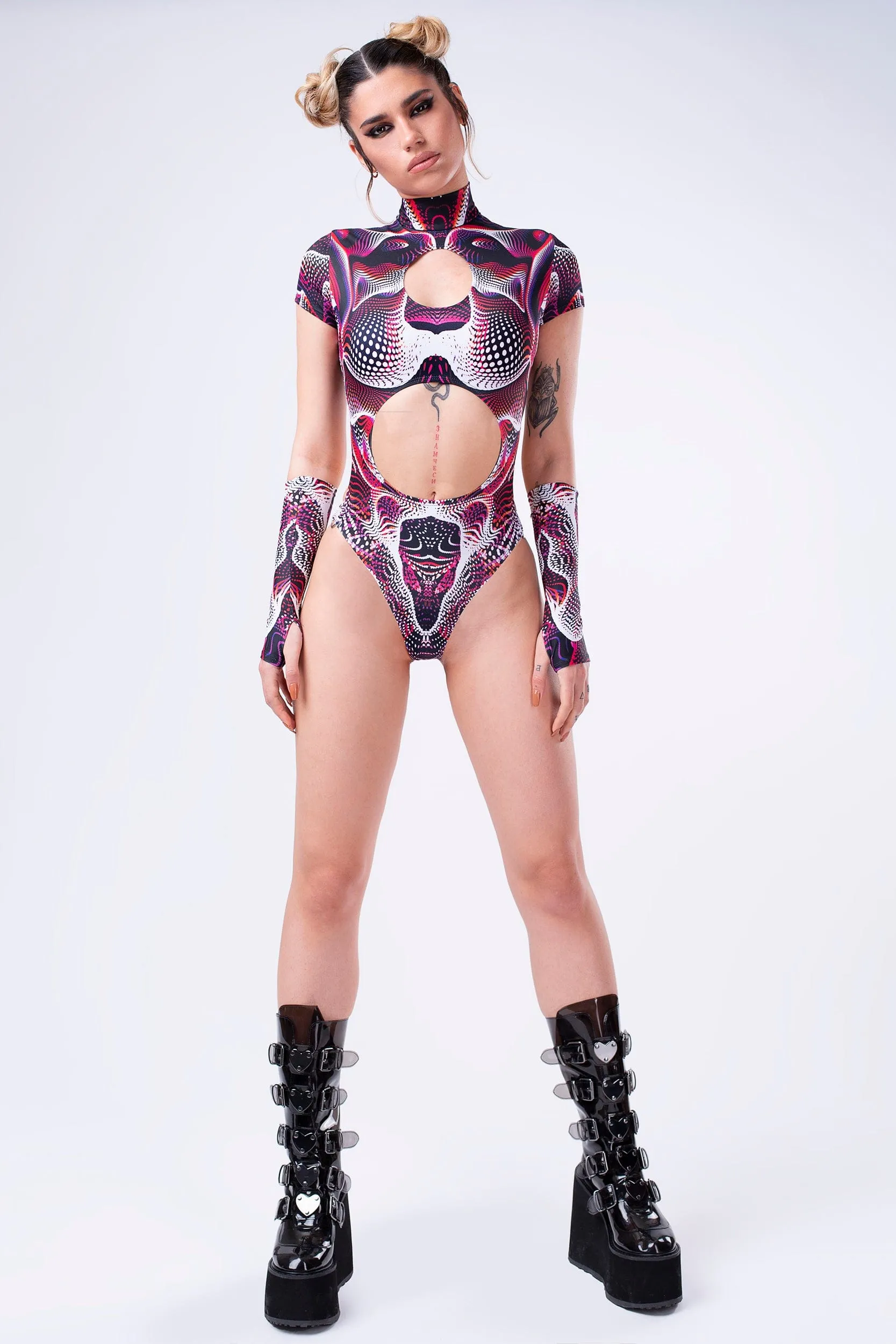 Vapor Trance Red Keyhole Bodysuit