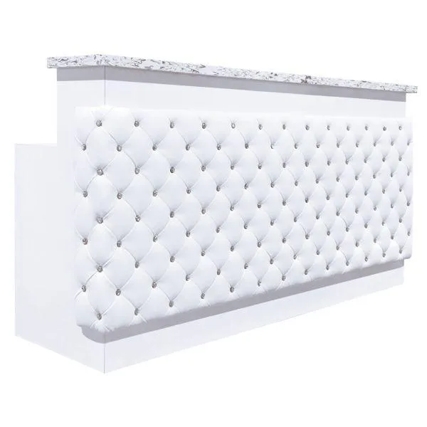 Whale Spa Valentino Lux Diamond Tufted Reception Desk with Crystal Buttons