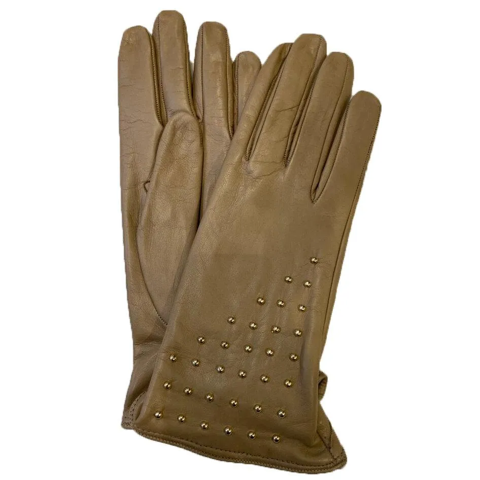 Winnie Wood - Women's Silk Lined Studded Leather Gloves