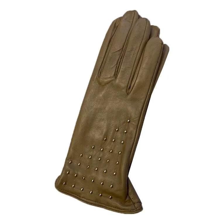 Winnie Wood - Women's Silk Lined Studded Leather Gloves